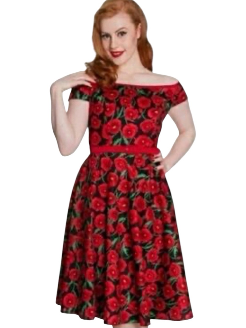 Hell Bunny Vixen Red & Black Poppy Floral Fit & Flare Dress Size XL